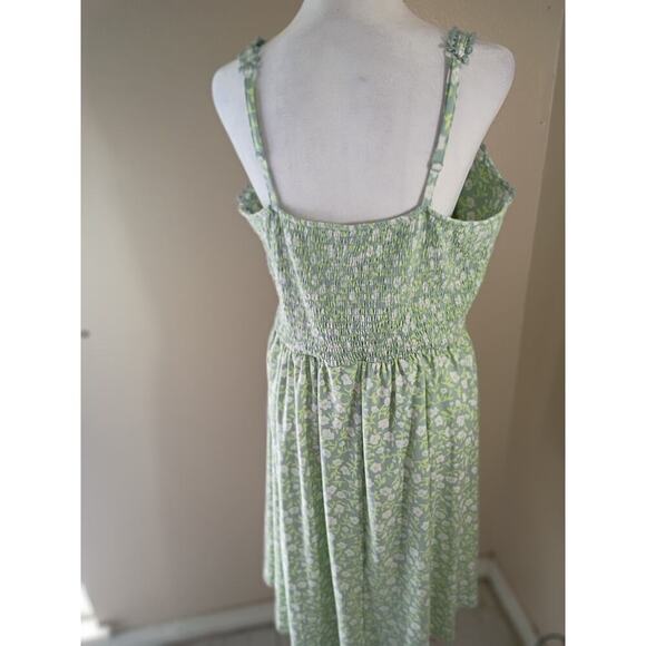 No Boundaries Baby Doll Dress Green Floral Adjustable Straps High Low... - Picture 5 of 10